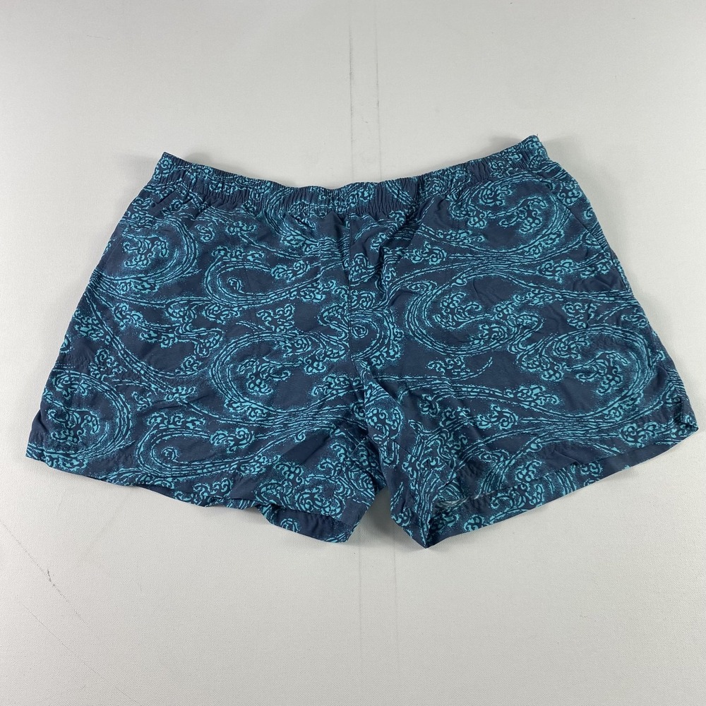 Columbia Swim Trunks Shorts Mens XL Blue Teal Wave Print Drawstring‎ Quick Dry